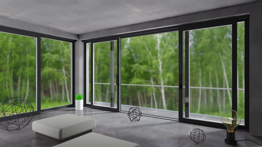 black sliding windows