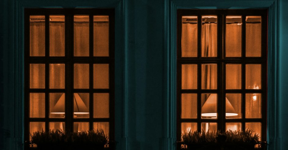 Modern glass window with energy-efficient black frame